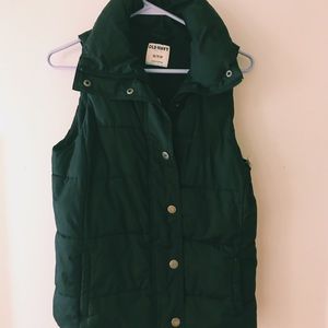 Black Button Up Puffy Vest